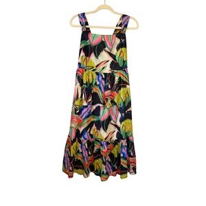 Self Contrast Multicolor Floral Print Midi Dress Women's‎ Size M